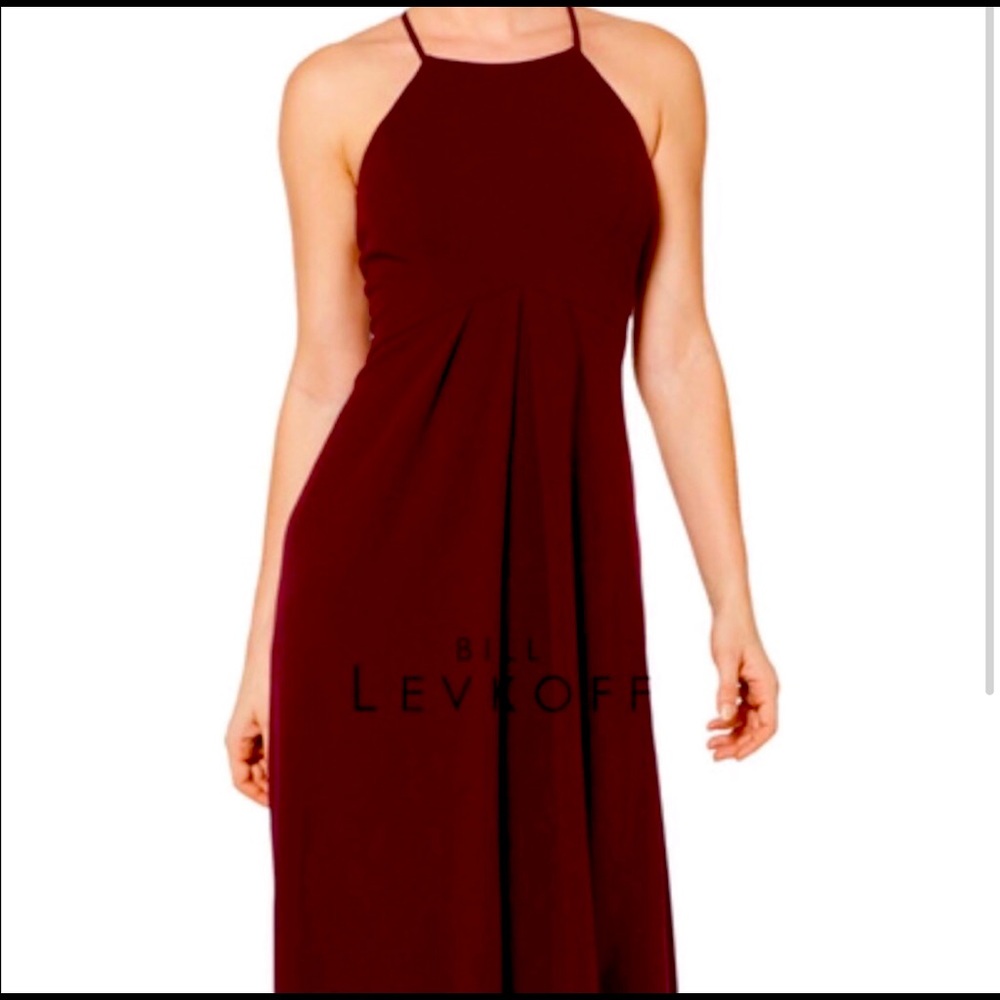 Bill levkoff stretch crepe bridesmaid dress wine